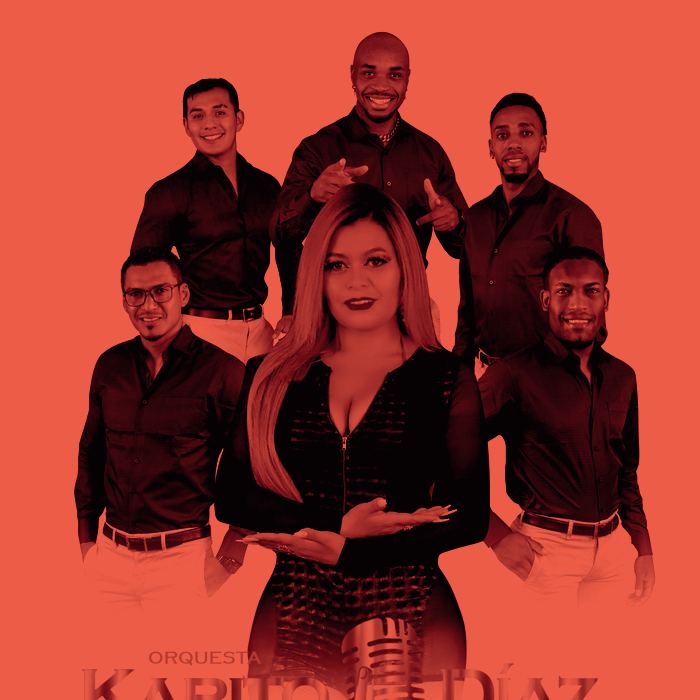 Karito Díaz con los músicos de La Suprema